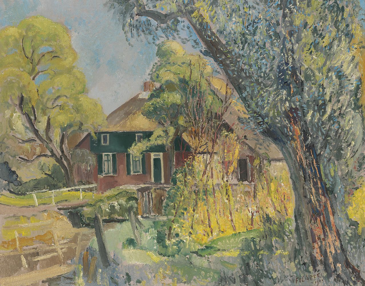 Filarski D.H.W.  | 'Dirk' Herman Willem Filarski | Paintings offered for sale | Farmhouse, Giethoorn, oil on canvas 65.3 x 81.5 cm, signed l.r. and dated 1943