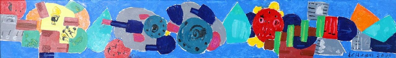 Haan J. de | Jurjen de Haan | Paintings offered for sale | Nightlive, oil on canvas 29.0 x 200.0 cm, signed l.r. and dated 28-08-2003