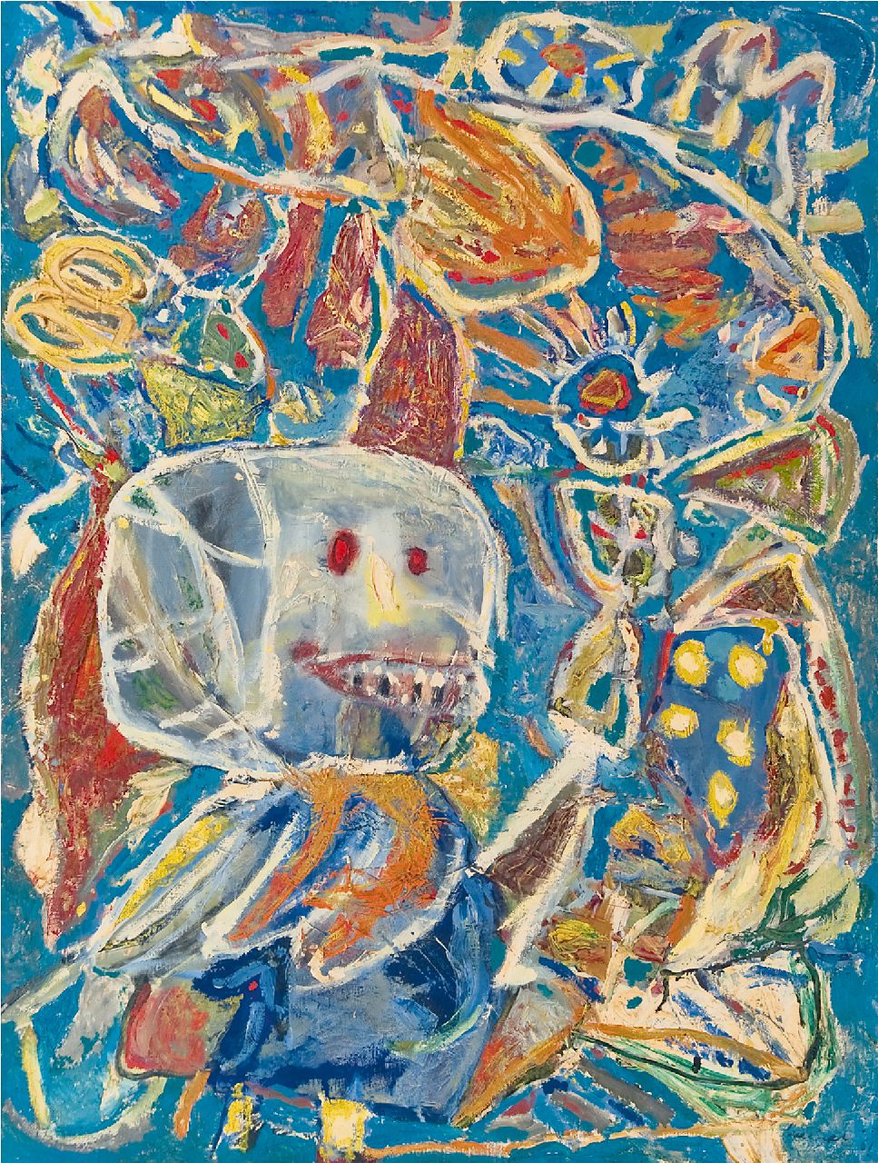 Lucebert (Lubertus Jacobus Swaanswijk)   | Lucebert (Lubertus Jacobus Swaanswijk) | Paintings offered for sale | Hobgoblin's carnival, oil on canvas 120.0 x 90.0 cm, signed l.r. and dated '61