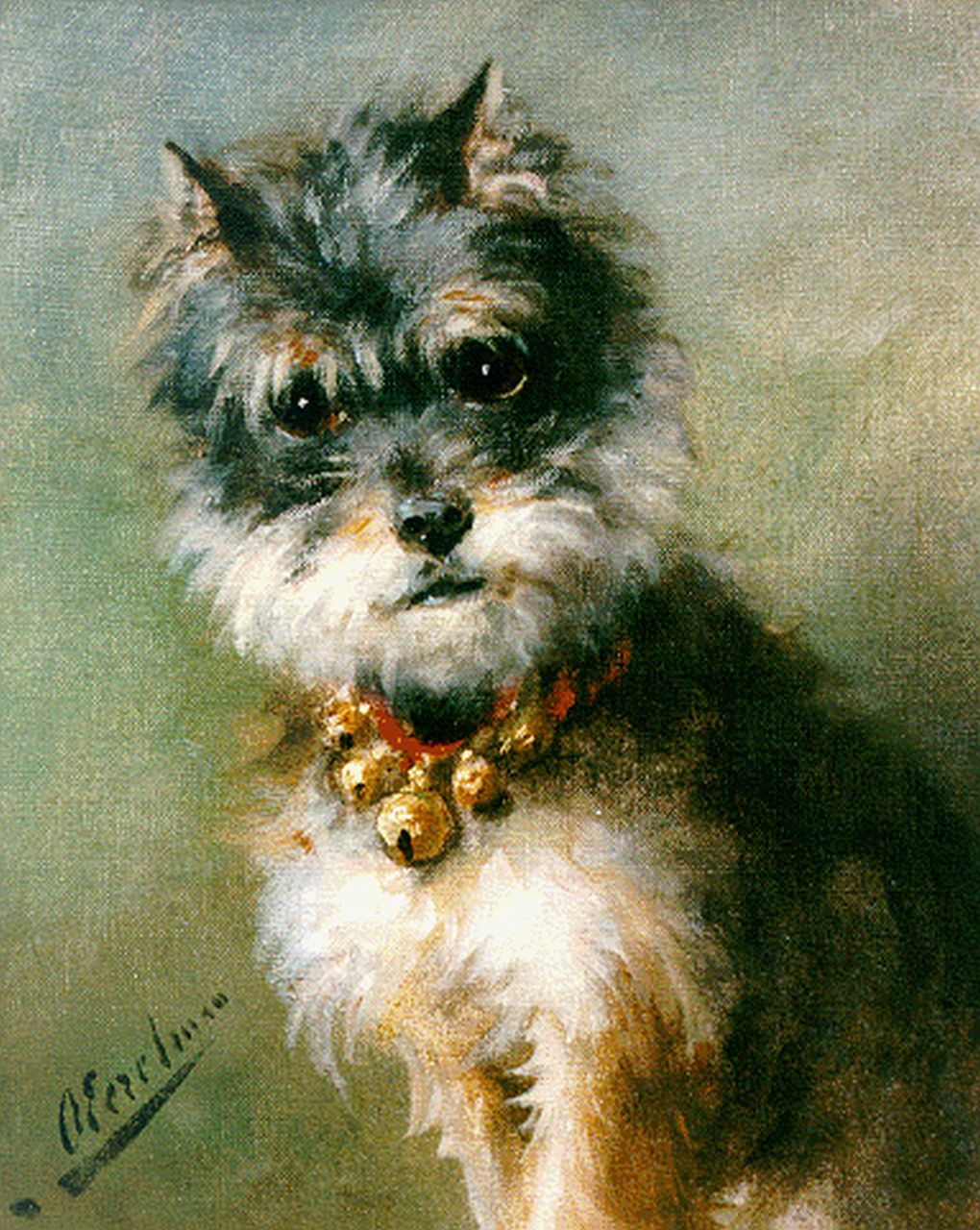 Eerelman O.  | Otto Eerelman, A dog, oil on canvas laid down on painter's board 35.5 x 29.0 cm, signed l.l.