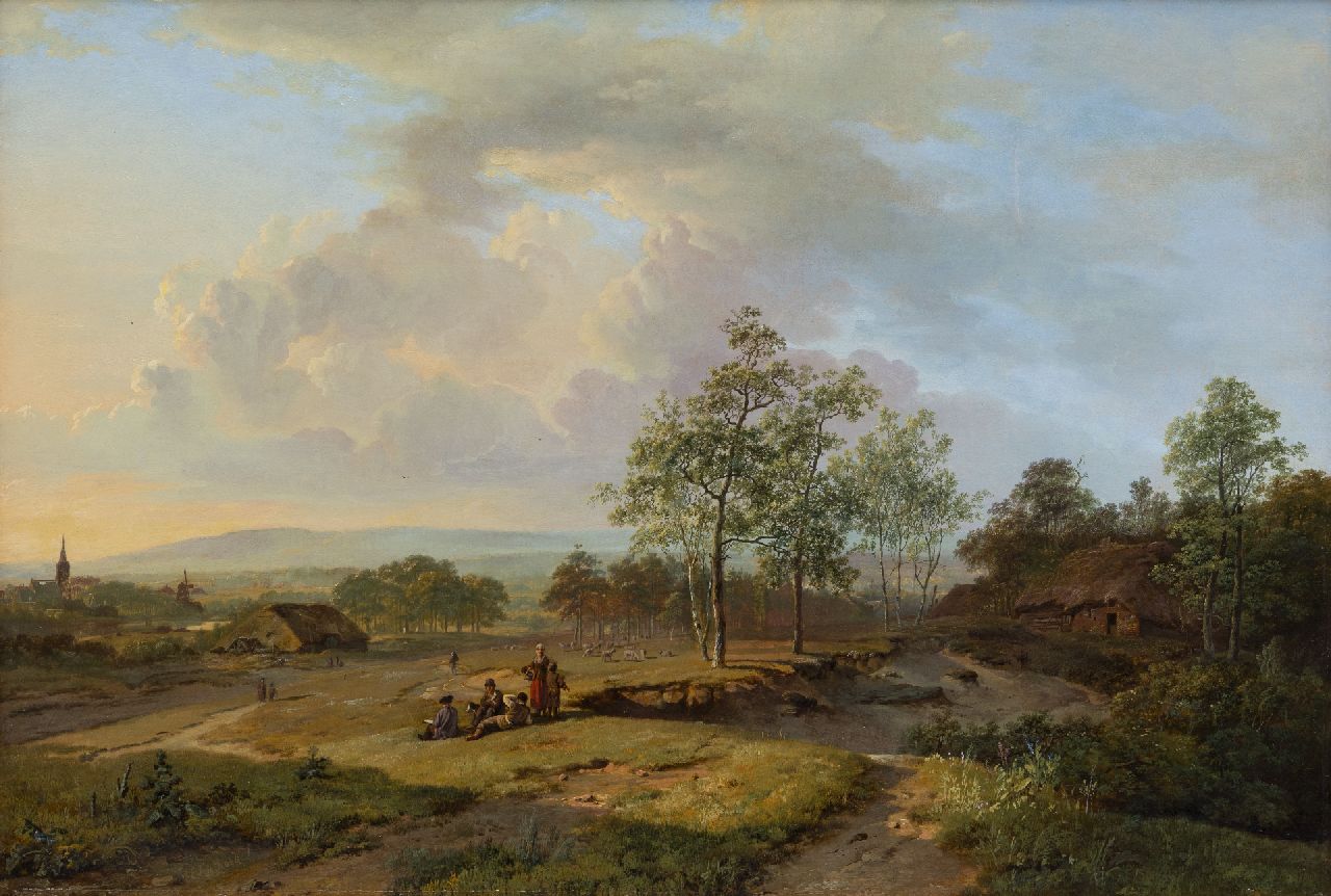Koekkoek B.C. | Barend Cornelis Koekkoek | Paintings offered for sale | Extensive landscape near Beek with a sketching artist in the foreground, oil on canvas 50.0 x 73.0 cm, signed l.l. and painted 1826-1828 Koekkoek B.C. | Barend Cornelis Koekkoek | Paintings offered for sale | Extensive landscape near Beek with a sketching artist in the foreground, oil on canvas 50.0 x 73.0 cm, signed l.l. and painted 1826-1828
