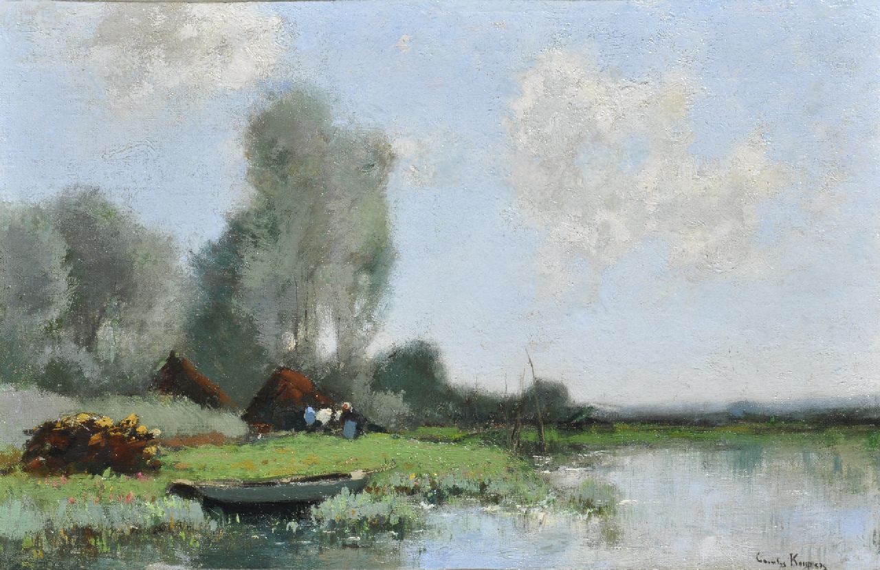 Kuijpers C.  | Cornelis Kuijpers | Paintings offered for sale | Farmyard in a peat landscape, oil on canvas 27.5 x 40.3 cm, signed l.r.