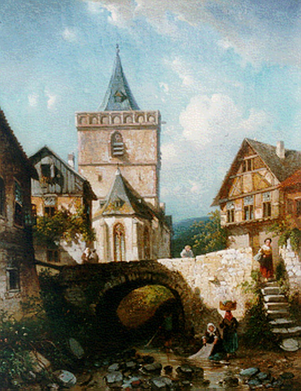 Leickert C.H.J.  | 'Charles' Henri Joseph Leickert, A view of Assmannshausen, Germany, oil on canvas 45.0 x 35.4 cm, signed l.l. and painted circa 1860