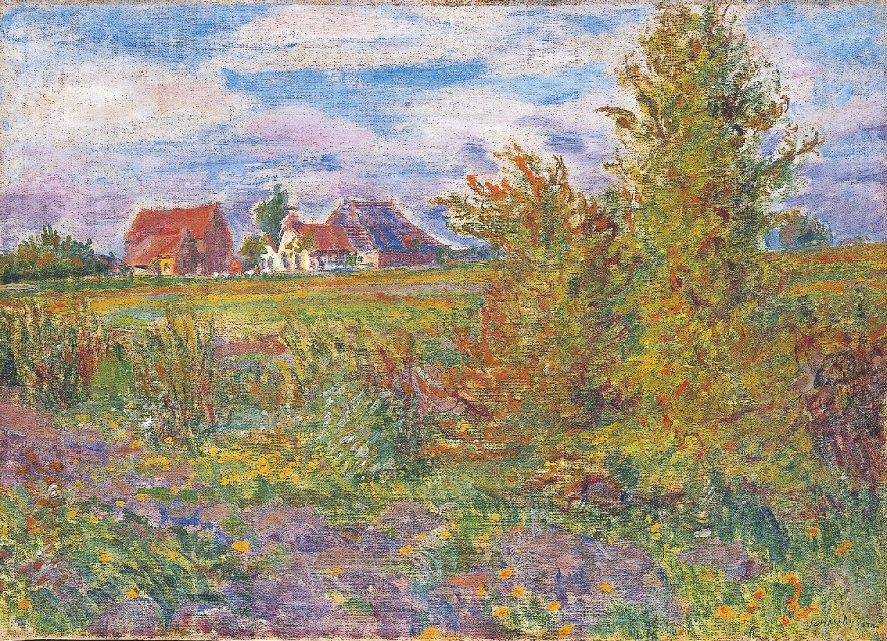 Dijkstra J.  | Johannes 'Johan' Dijkstra | Paintings offered for sale | Farmhouse in a Groningen landscape, oil on canvas 50.7 x 70.6 cm, signed l.r.