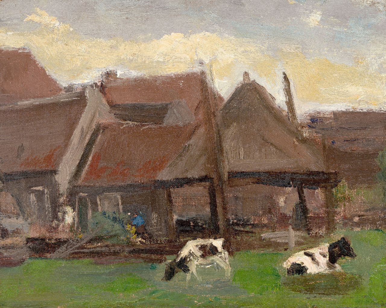 Mondriaan P.C.  | Pieter Cornelis 'Piet' Mondriaan | Paintings offered for sale | Dairy farm, oil on panel 17.0 x 22.0 cm, 1897-1901  reserved