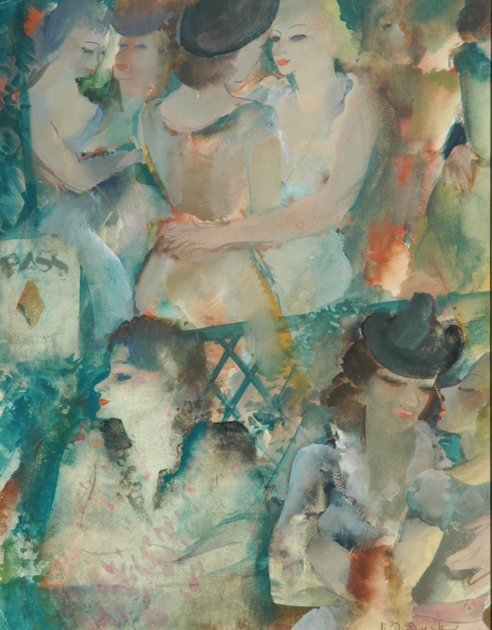 Buck R. de | Raphaël de Buck | Watercolours and drawings offered for sale | Café-dansant, watercolour on paper 31.0 x 24.5 cm, signed l.r. Buck R. de | Raphaël de Buck | Watercolours and drawings offered for sale | Café-dansant, watercolour on paper 31.0 x 24.5 cm, signed l.r.