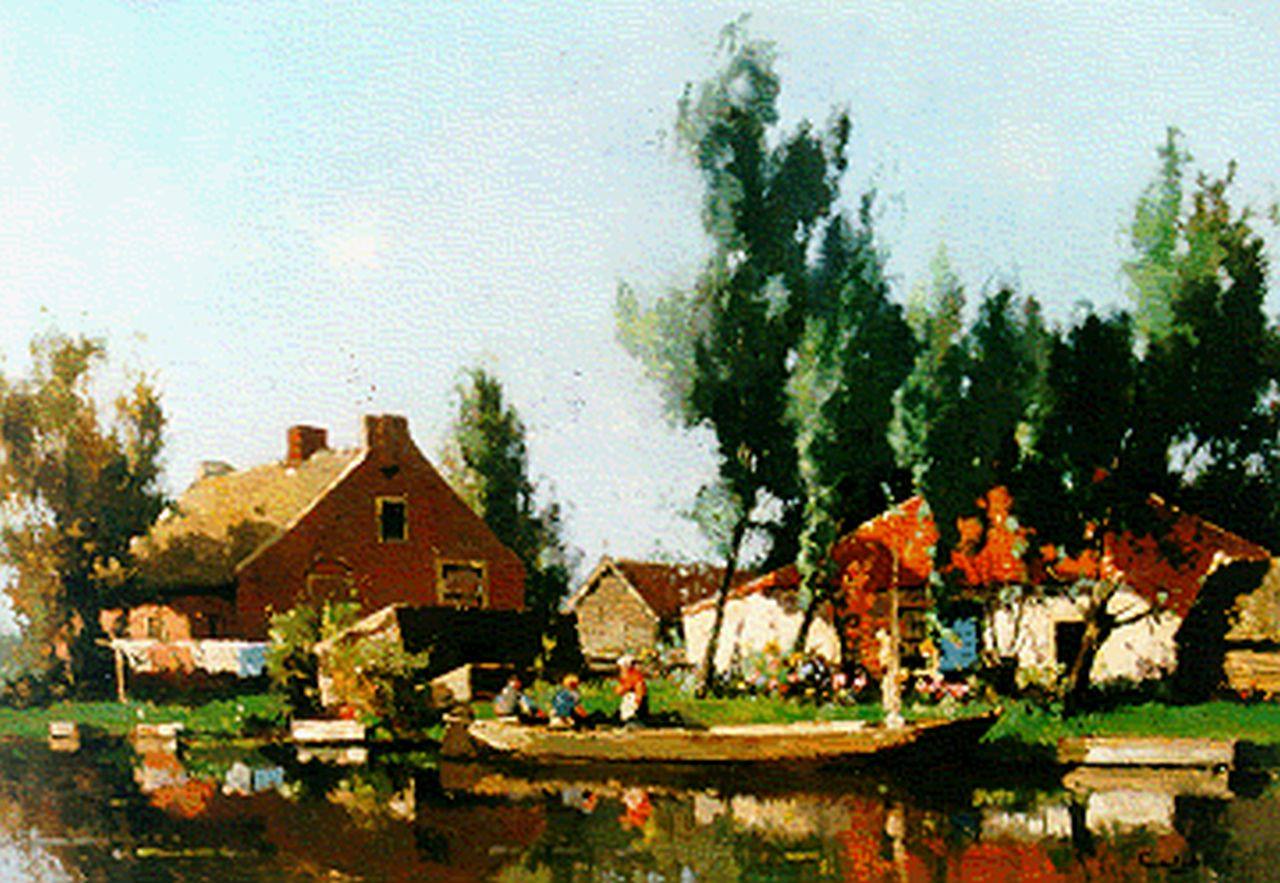 Vlist L. van der | Leendert van der Vlist, A farm along a waterway, oil on canvas 50.4 x 70.3 cm, signed l.r.