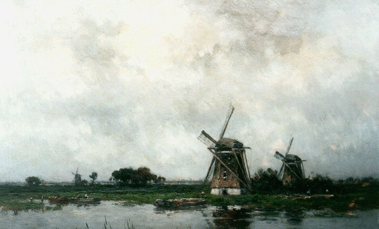 Rip W.C.  | 'Willem' Cornelis Rip, Windmills in a landscape, Elshout, oil on canvas 91.2 x 131.2 cm, signed l.r.