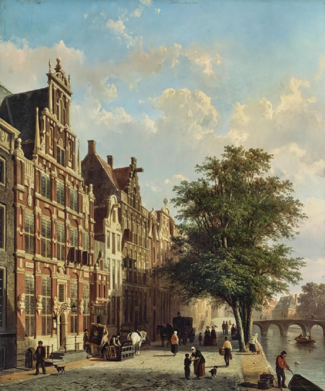 Springer C.  | Cornelis Springer | Paintings offered for sale | View of the House with the Heads, Amsterdam, oil on panel 50.0 x 40.5 cm, signed l.r. and dated 1855    reserved