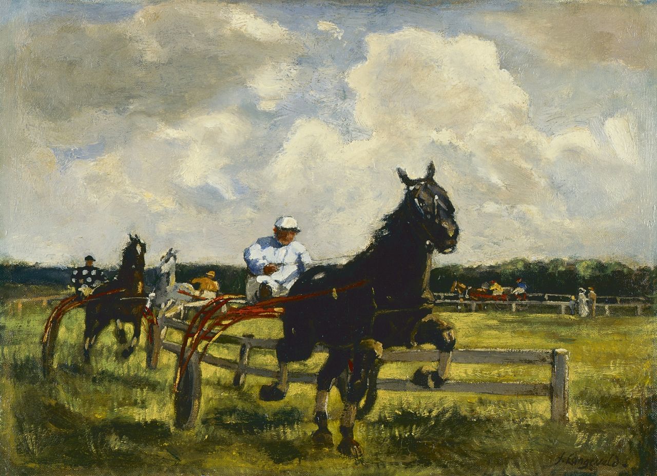 Langeveld F.A.  | Franciscus Arnoldus 'Frans' Langeveld, Harness racing, oil on canvas 36.9 x 51.2 cm, signed l.r.