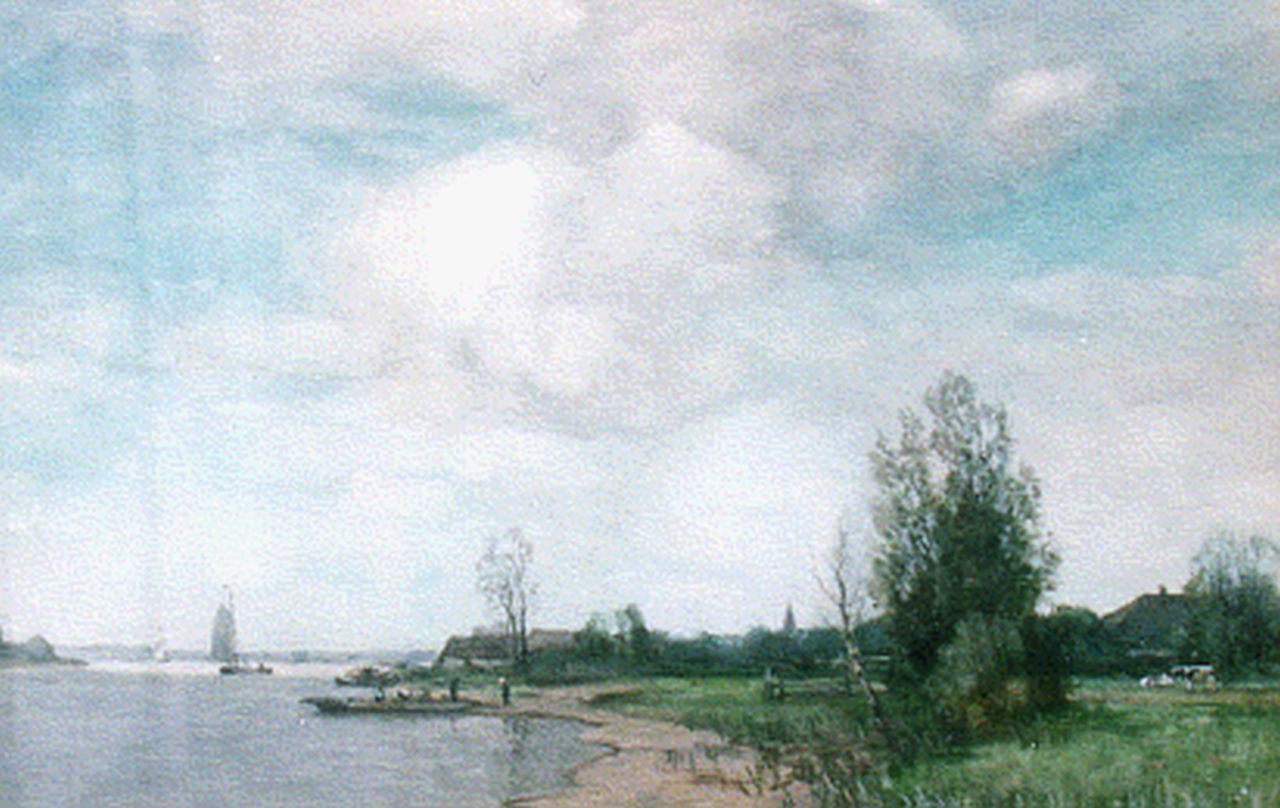 Höppe F.B.  | Ferdinand Bernhard Höppe, A view of the river Ijssel, watercolour on paper 39.1 x 56.2 cm, signed l.r.