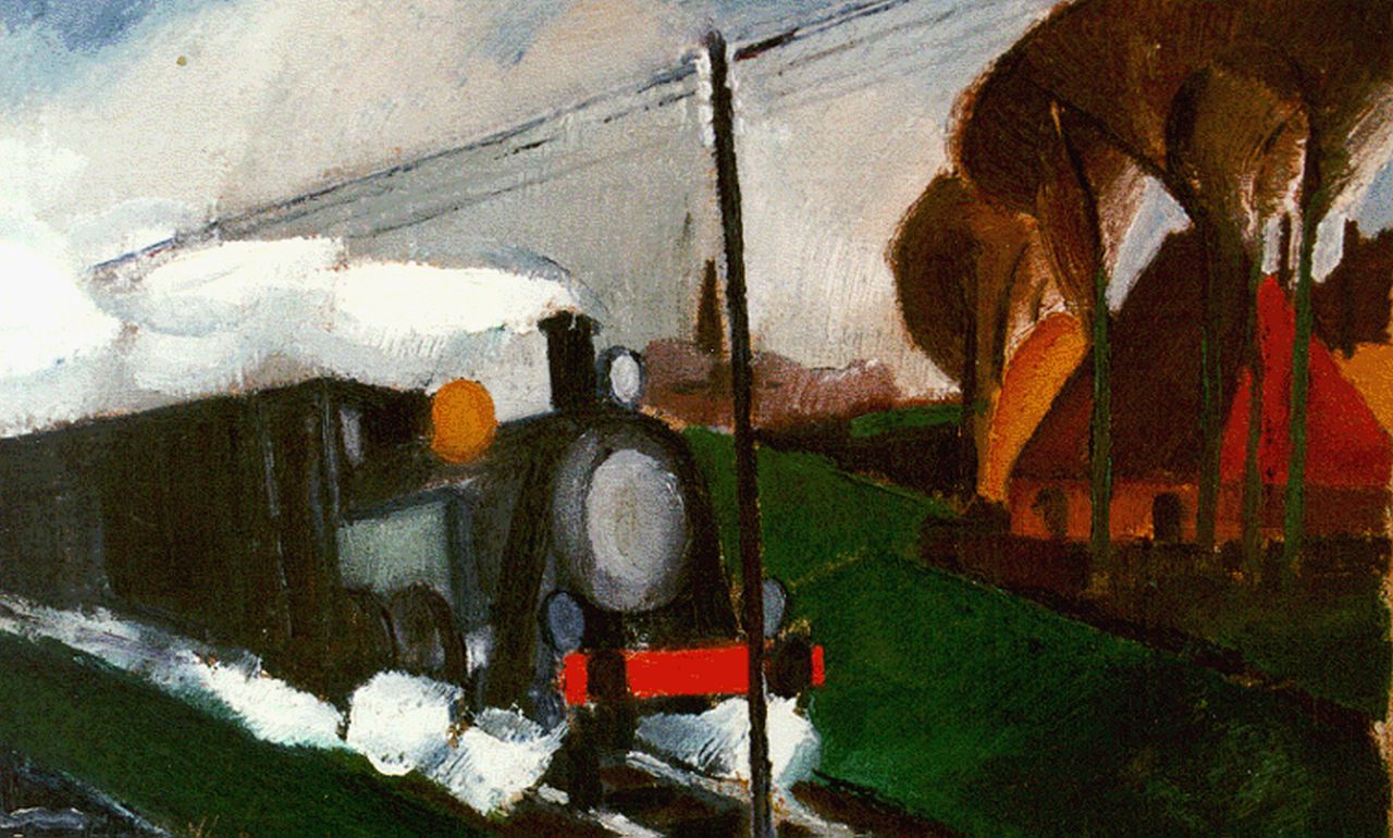 Bosma W.  | Willem 'Wim' Bosma, Approching train, oil on canvas 25.5 x 39.4 cm, signed l.l. and dated '27