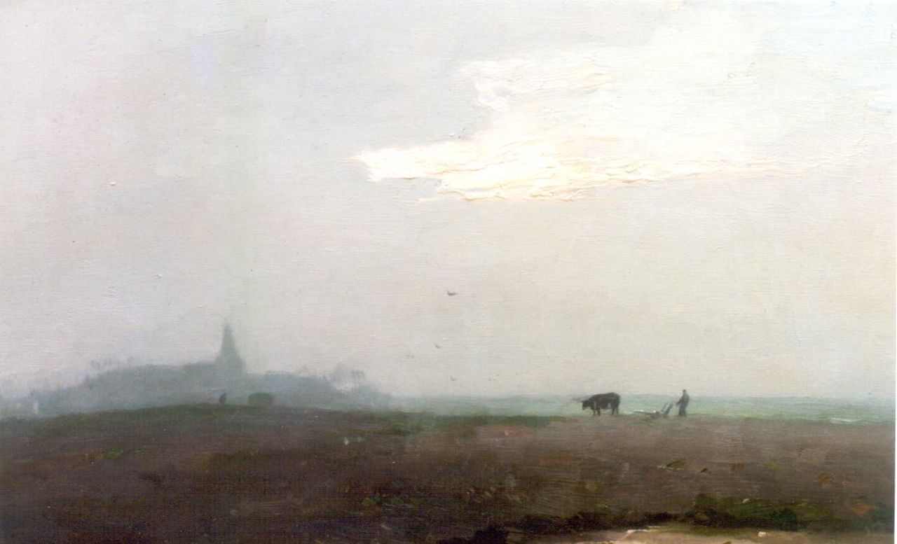 Knikker A.  | Aris Knikker, Ploughing the fields, oil on canvas 40.2 x 60.5 cm, signed l.r.