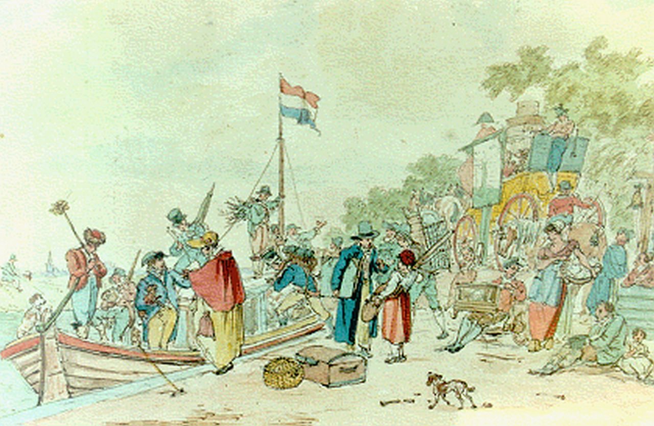 Barbiers Bzn P.  | Pieter Barbiers Bzn, The arrival, watercolour on paper 17.5 x 27.5 cm, signed on the reverse and dated 1832