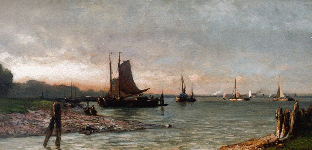 Schipperus P.A.  | Pieter Adrianus 'Piet' Schipperus, The river Maas, Rotterdam, oil on panel 20.1 x 38.0 cm, signed l.r.