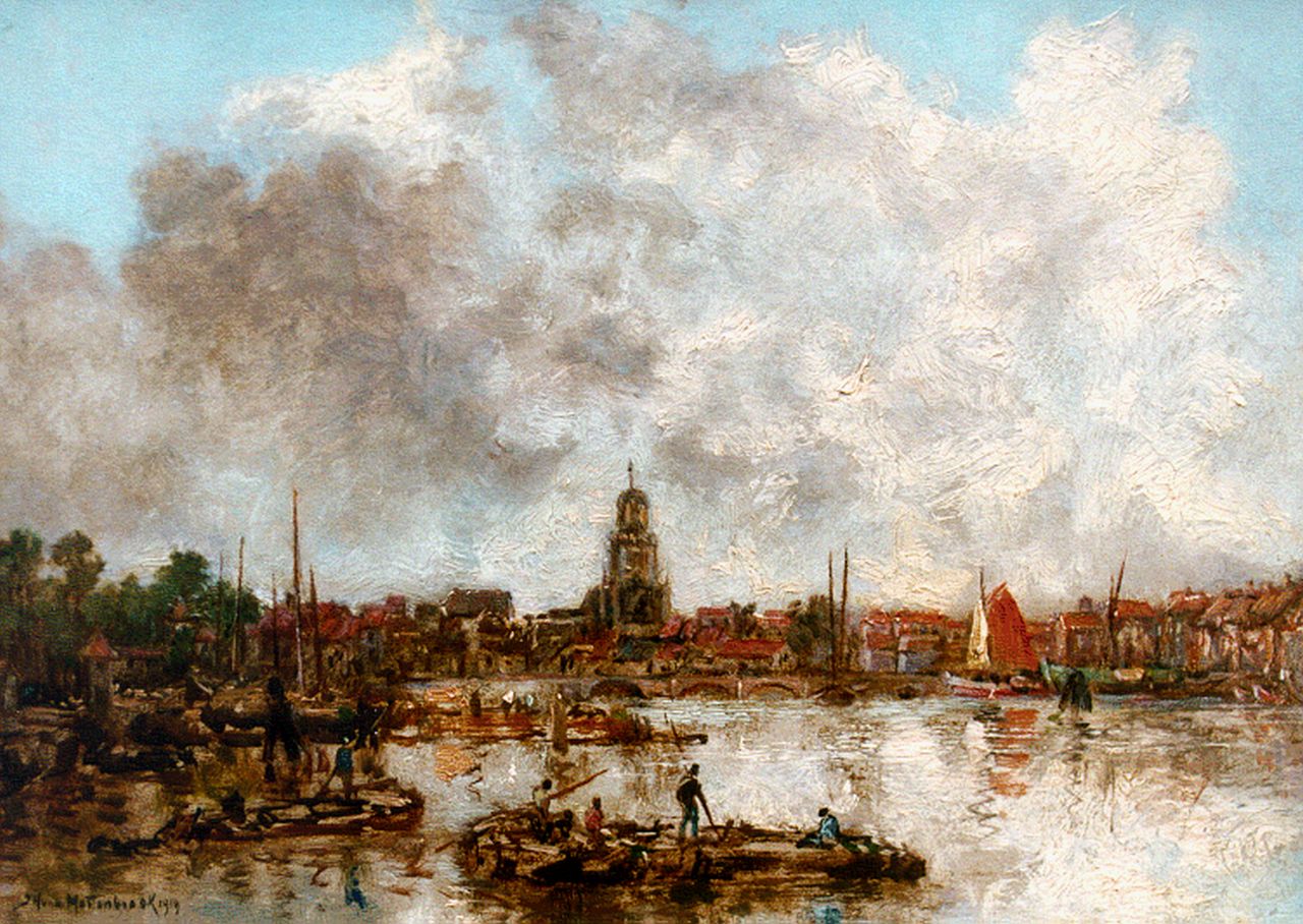 Mastenbroek J.H. van | Johan Hendrik van Mastenbroek, Harbour view, Rotterdam, oil on canvas 22.8 x 31.5 cm, signed l.l.