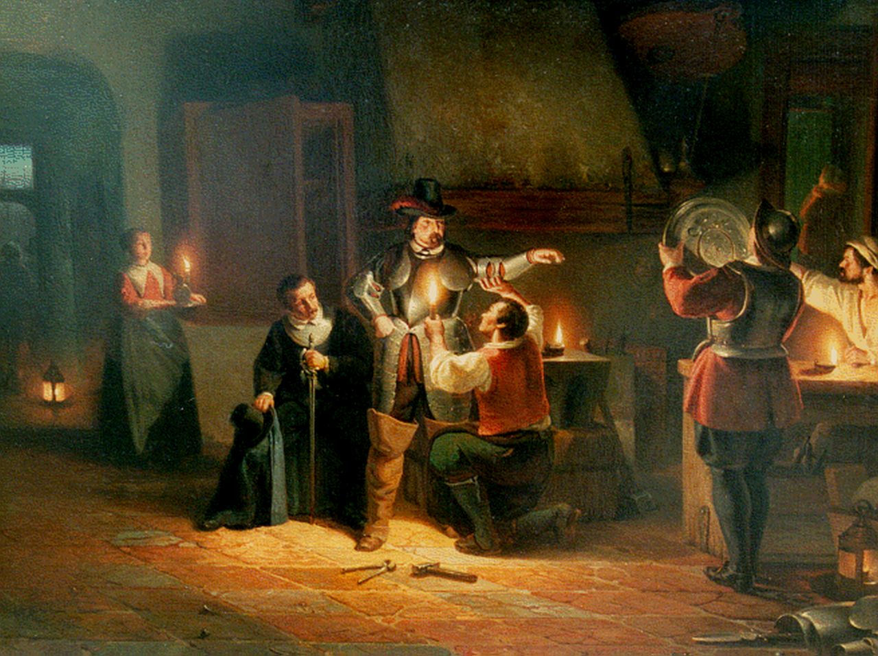 Vaarberg J.C.  | Joannes Christoffel Vaarberg, The armourer, oil on panel 54.8 x 72.2 cm, signed l.l. and dated '63