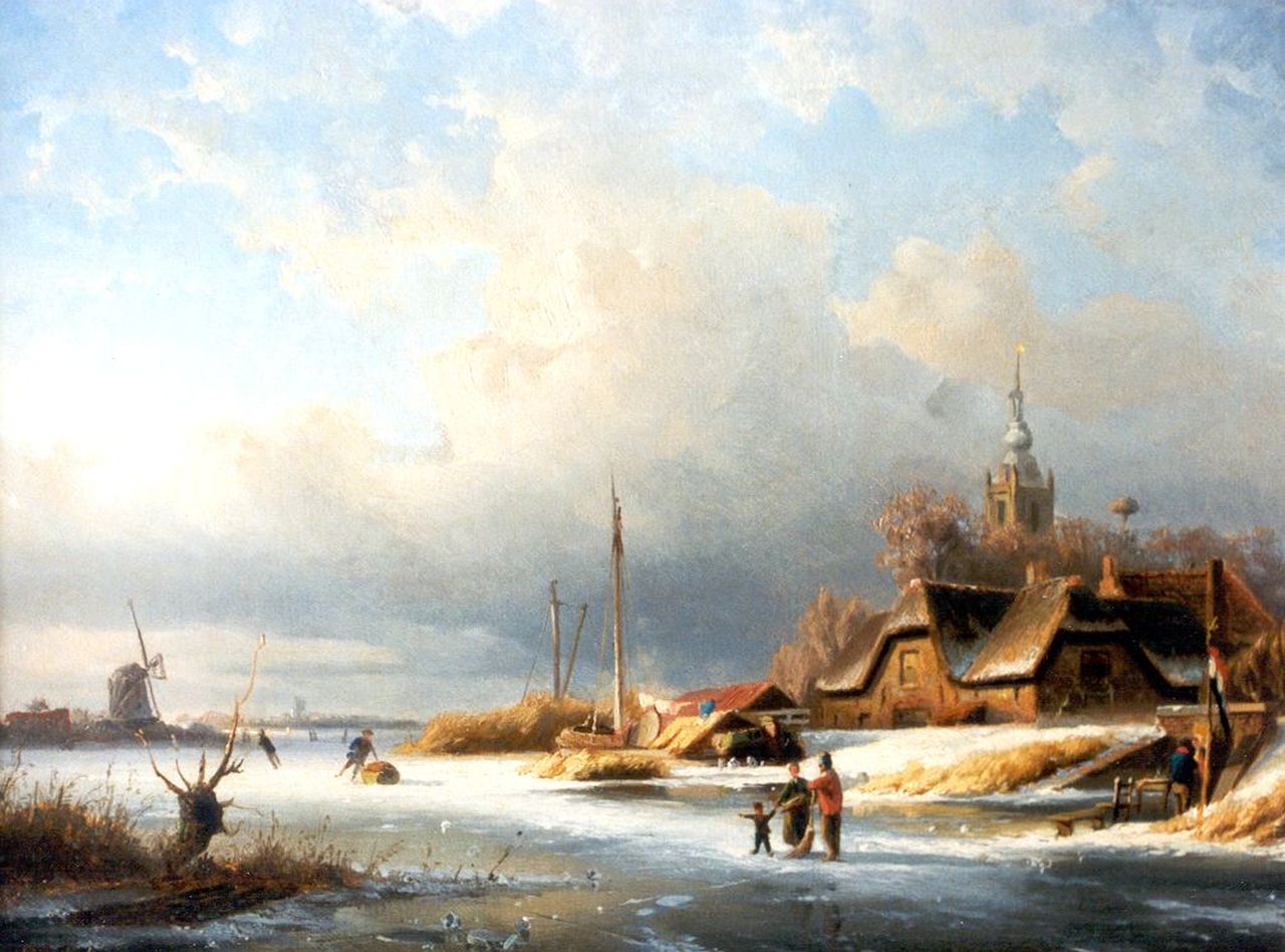 Schipperus P.A.  | Pieter Adrianus 'Piet' Schipperus, A Dutch winter landscape, Overschie, oil on panel 30.1 x 40.0 cm, signed l.l.