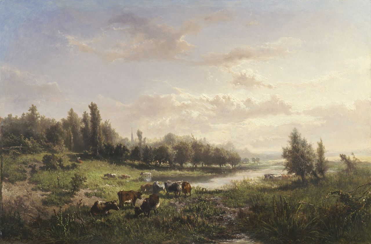 Haas J.H.L. de | Johannes Hubertus Leonardus de Haas, Uiterwaarden bij Oosterbeek, oil on panel 46.5 x 71.0 cm, gesigneerd linksonder and gedateerd '55