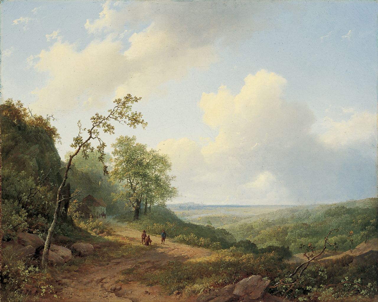 Koekkoek I M.A.  | Marinus Adrianus Koekkoek I, A hilly landscape in summer, oil on canvas 41.5 x 51.7 cm, signed l.l. and dated 1848