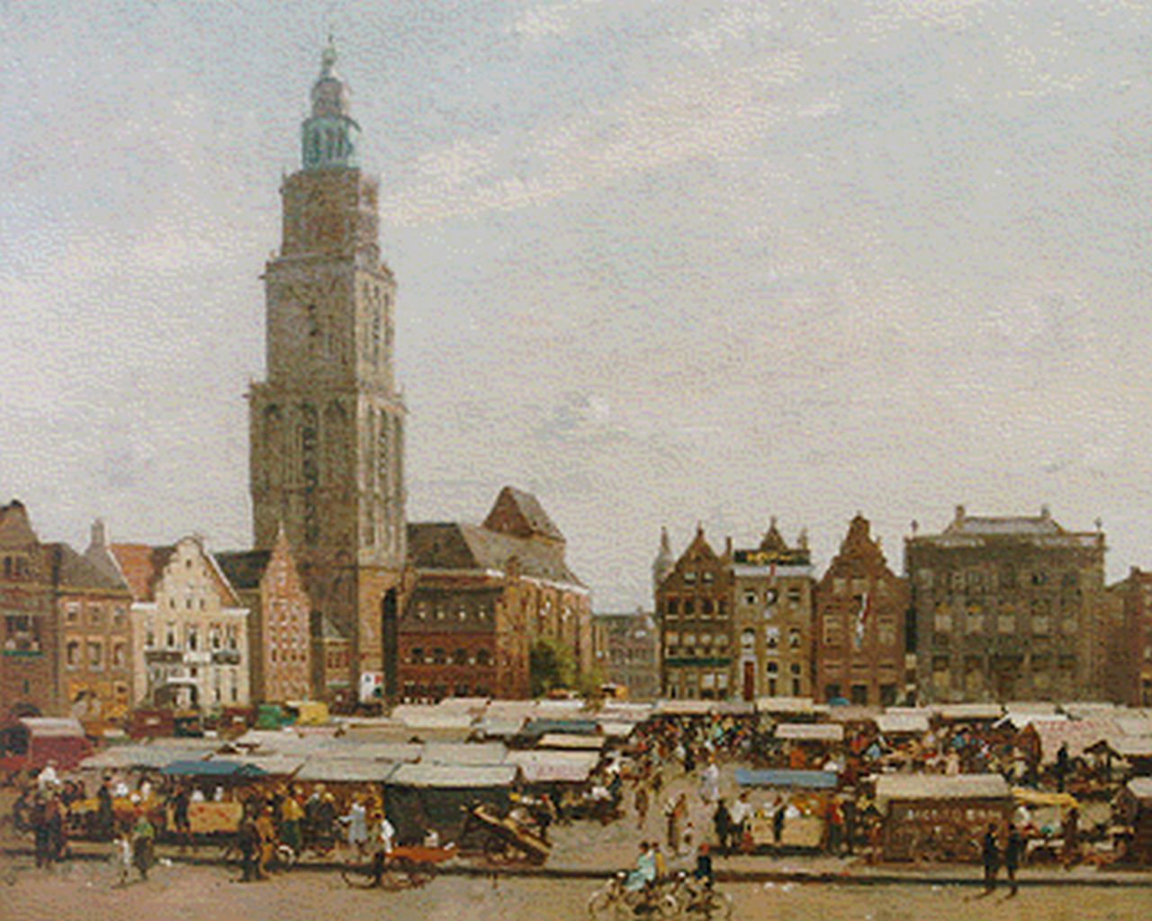 Vreedenburgh C.  | Cornelis Vreedenburgh, A view of the market, Groningen, oil on canvas 49.5 x 73.5 cm, signed l.r. and dated 1936