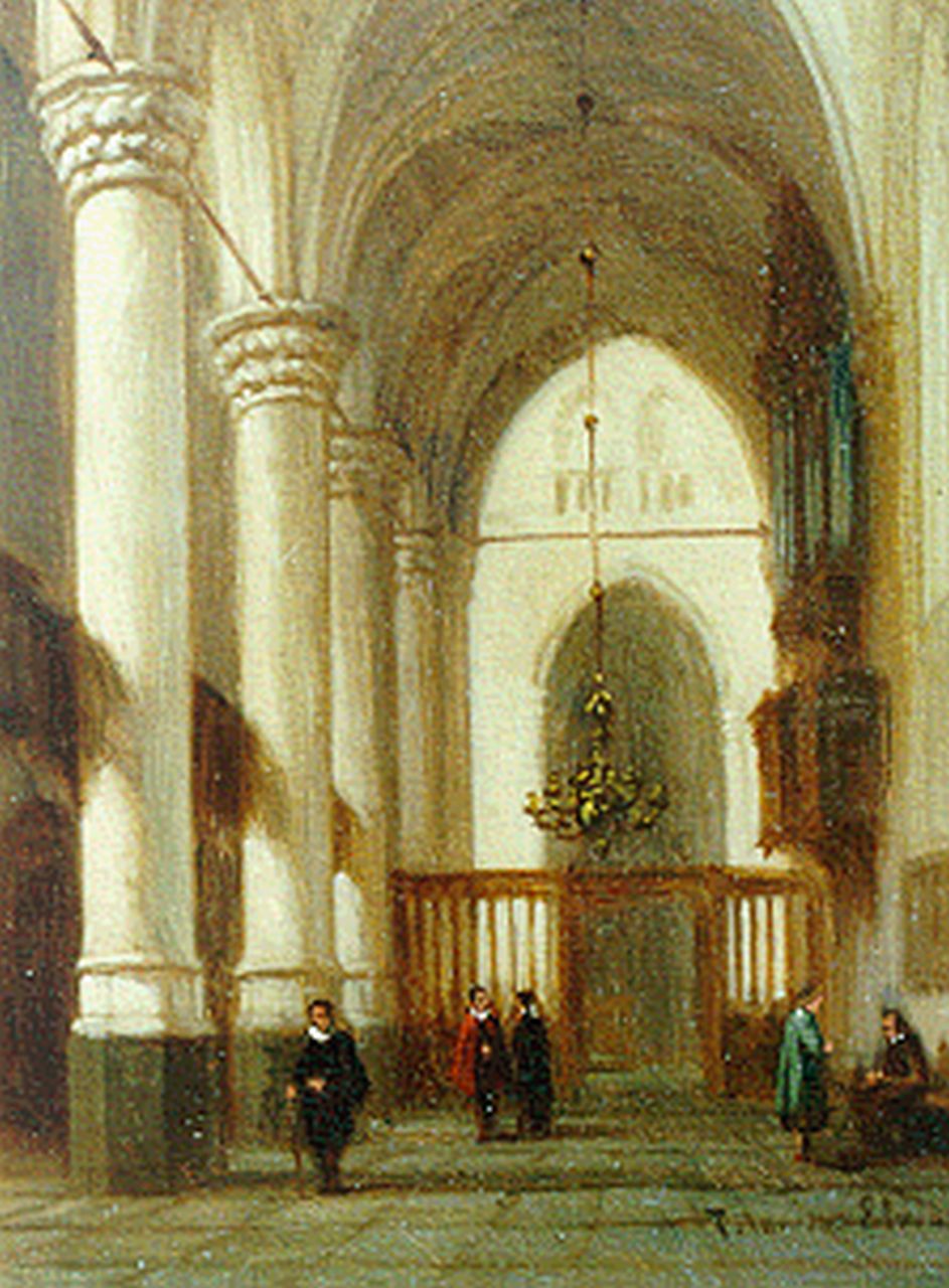 Tetar van Elven P.H.T.  | Petrus Henricus Theodorus 'Pierre' Tetar van Elven, Church interior, oil on panel 19.5 x 15.0 cm, signed l.r.
