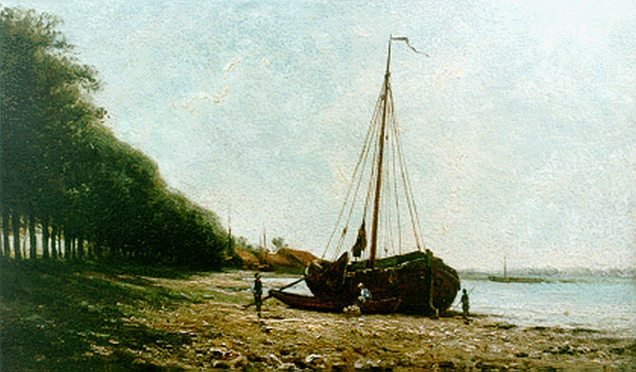 Doeleman J.H.  | Johan Hendrik Doeleman, A river landscape, oil on panel 14.1 x 24.1 cm, signed l.r.