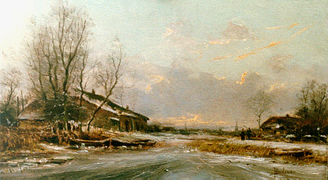 Doeleman J.H.  | Johan Hendrik Doeleman, A winter landscape, oil on panel 14.3 x 24.3 cm, signed l.r.
