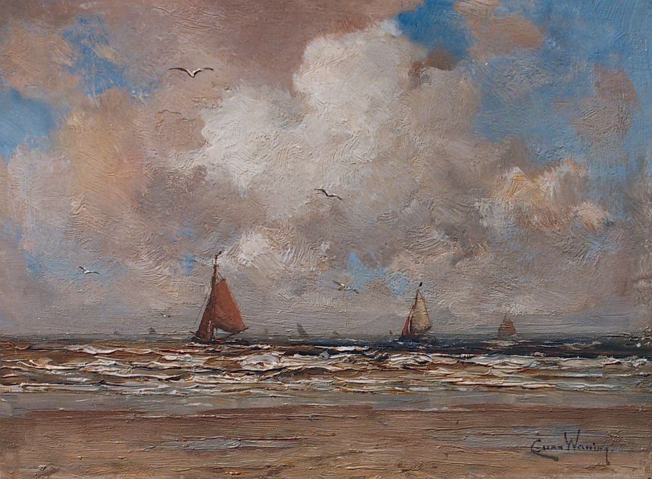 Waning C.A. van | Cornelis Anthonij 'Kees' van Waning, Seascape, oil on panel 20.0 x 25.4 cm, signed l.r.