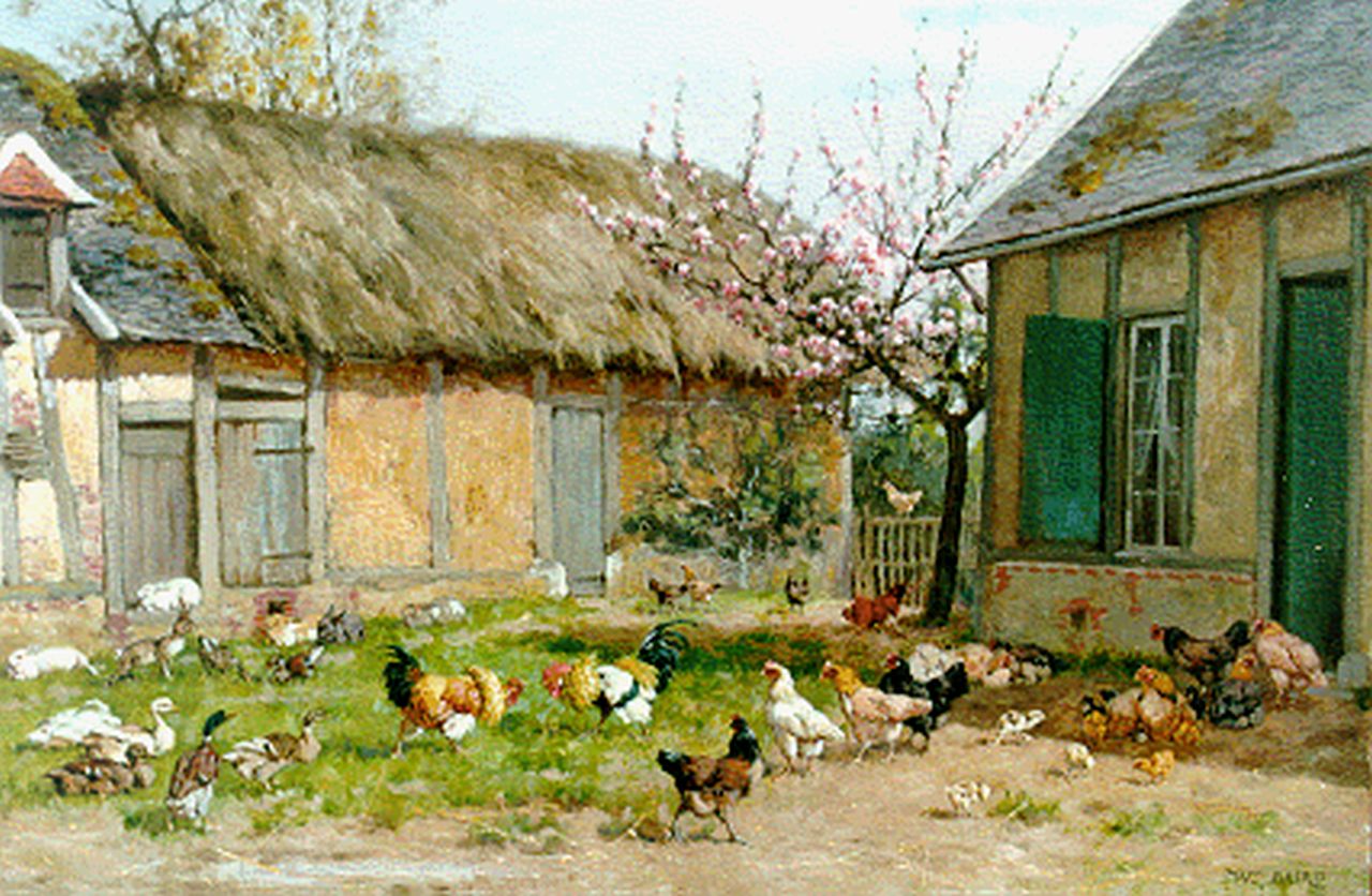 Baird W.B.  | William Baptiste Baird, Poultry on a farmyard, oil on canvas 33.3 x 46.1 cm, signed l.r.
