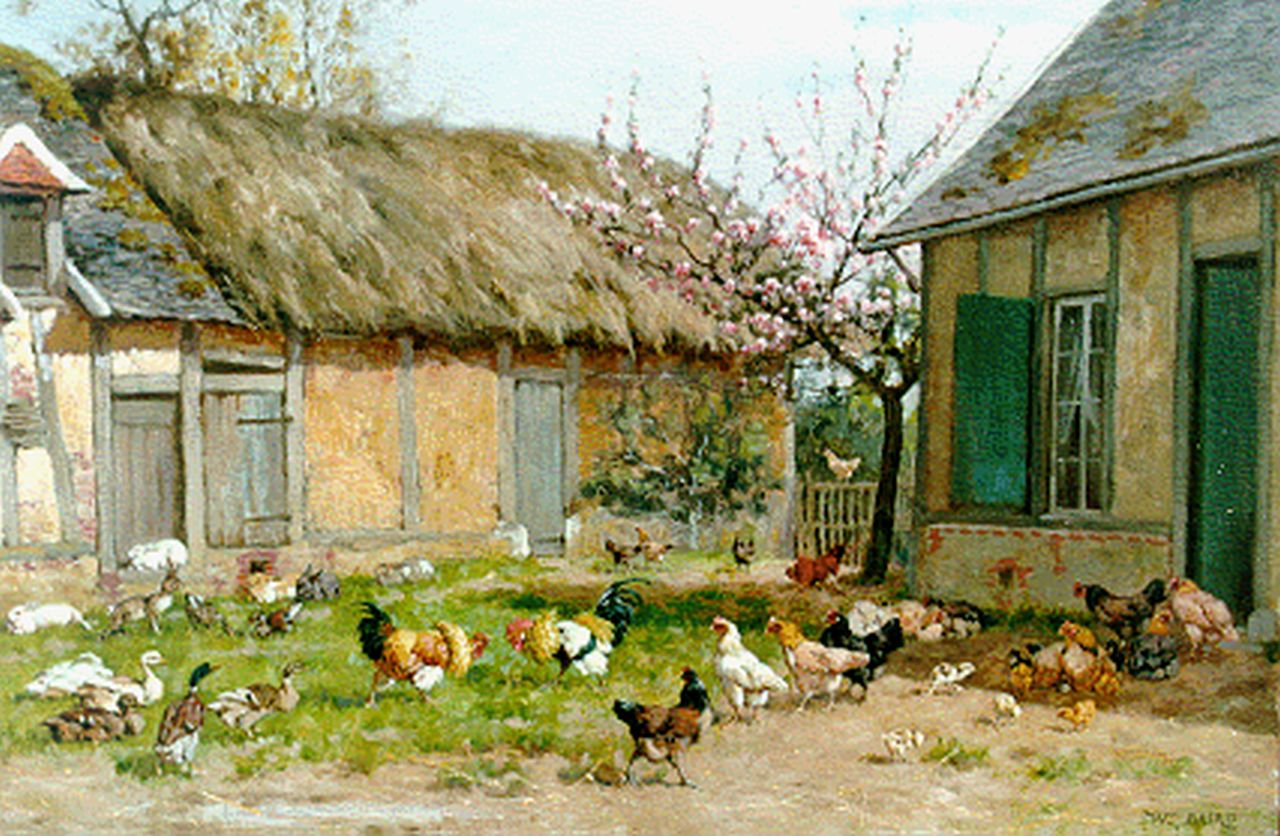Baird W.B.  | William Baptiste Baird, Poultry on a farmyard, oil on canvas 33.3 x 46.1 cm, signed l.r.