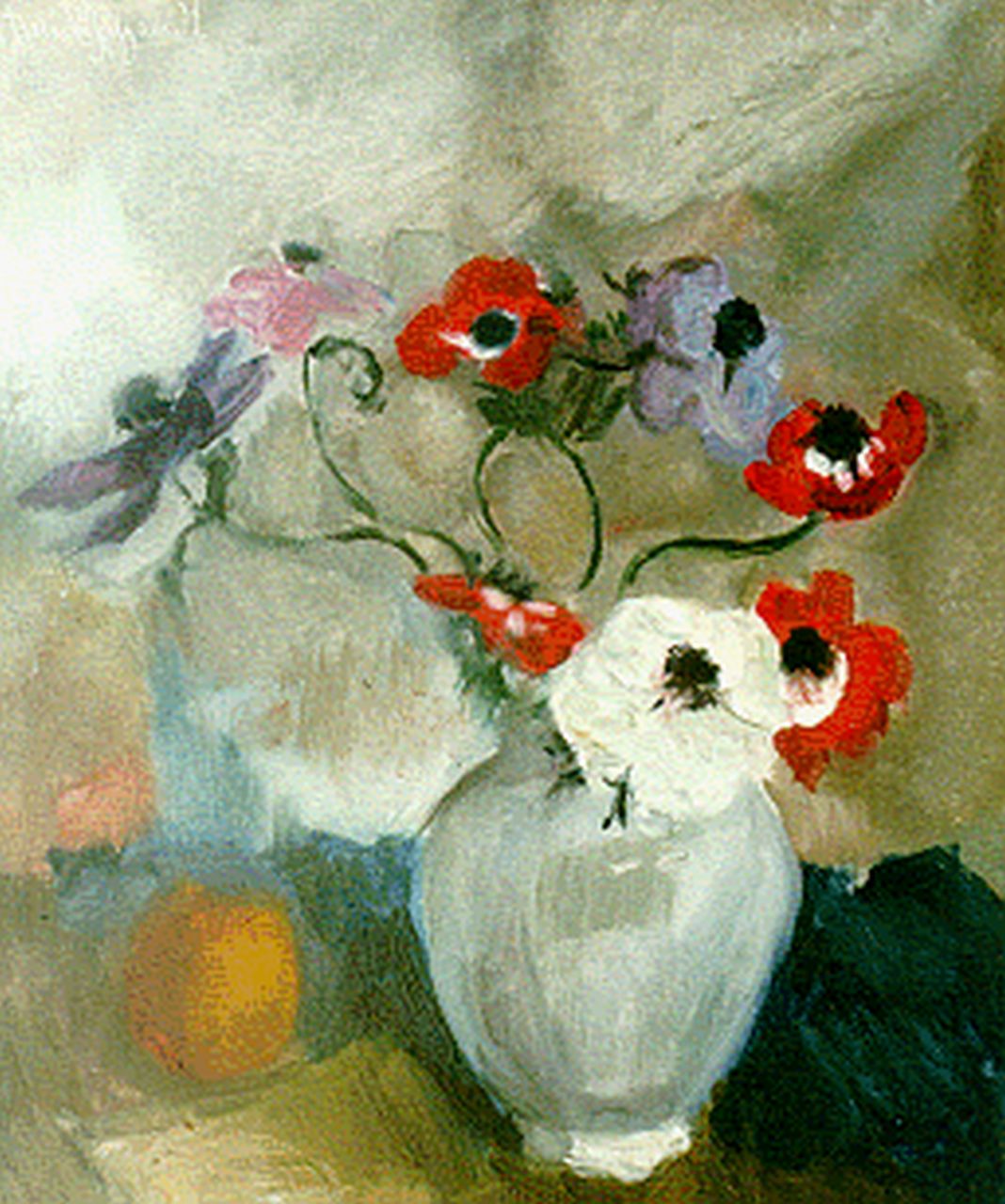 Wijngaerdt P.T. van | Petrus Theodorus 'Piet' van Wijngaerdt, Anemones, oil on canvas 60.0 x 50.0 cm, signed u.l.