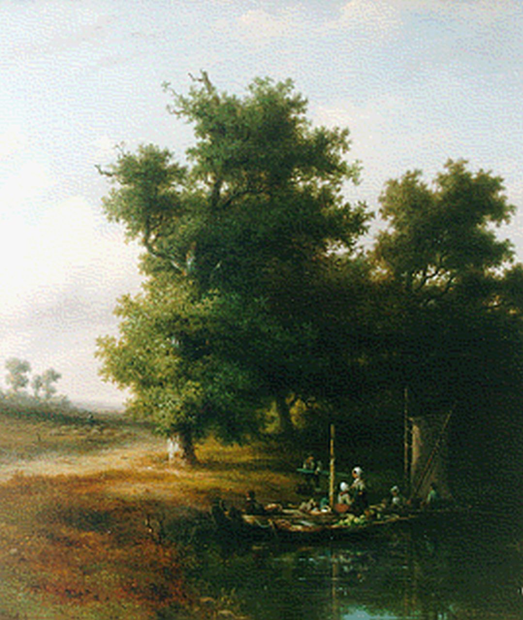 Dirk Johannes Vreumingen Dz | A ferry, oil on panel, 25.3 x 21.6 cm, signed l.r.