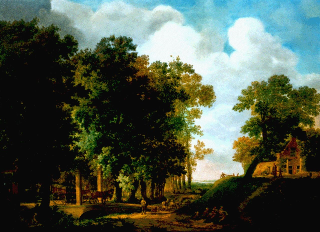 Kuipers C.  | Cornelis Kuipers, A wooded landscape in summer, oil on panel 49.0 x 67.5 cm, signed l.r. and dated 1788