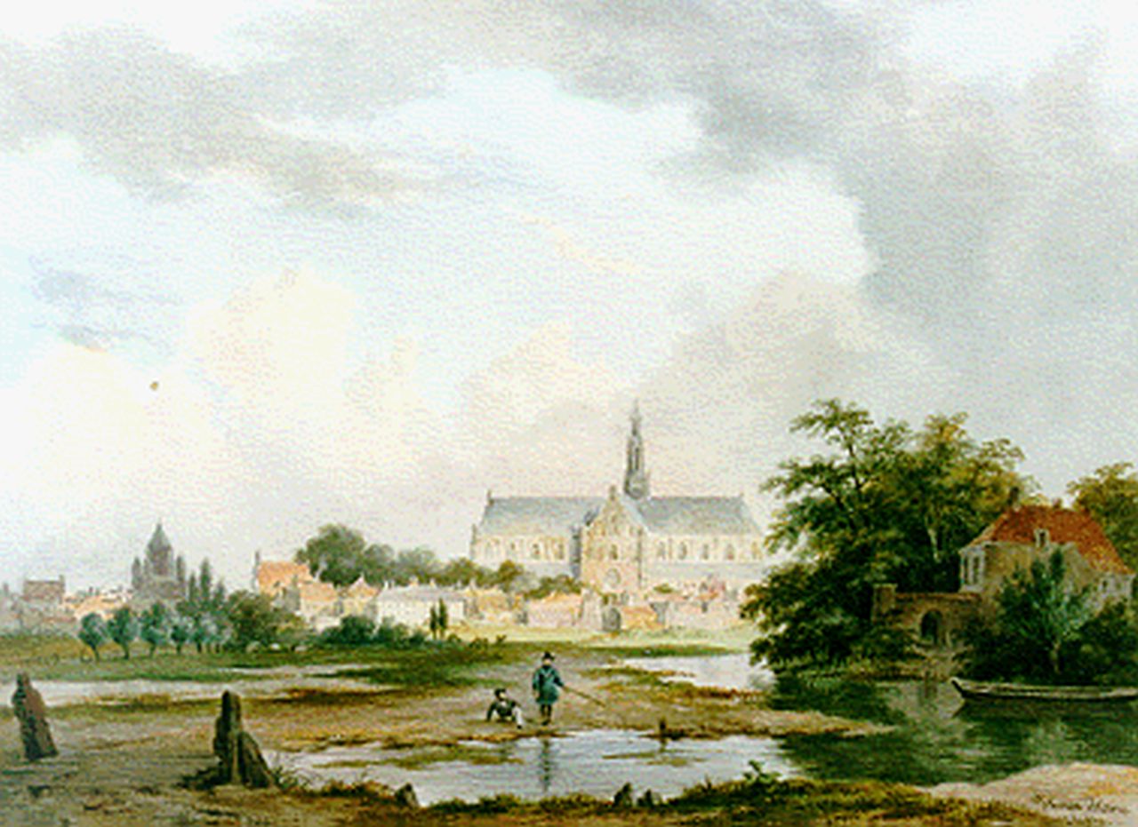 Hove B.J. van | Bartholomeus Johannes 'Bart' van Hove, A view of the St. Bavo, Haarlem, watercolour on paper 24.0 x 31.0 cm, signed l.r.