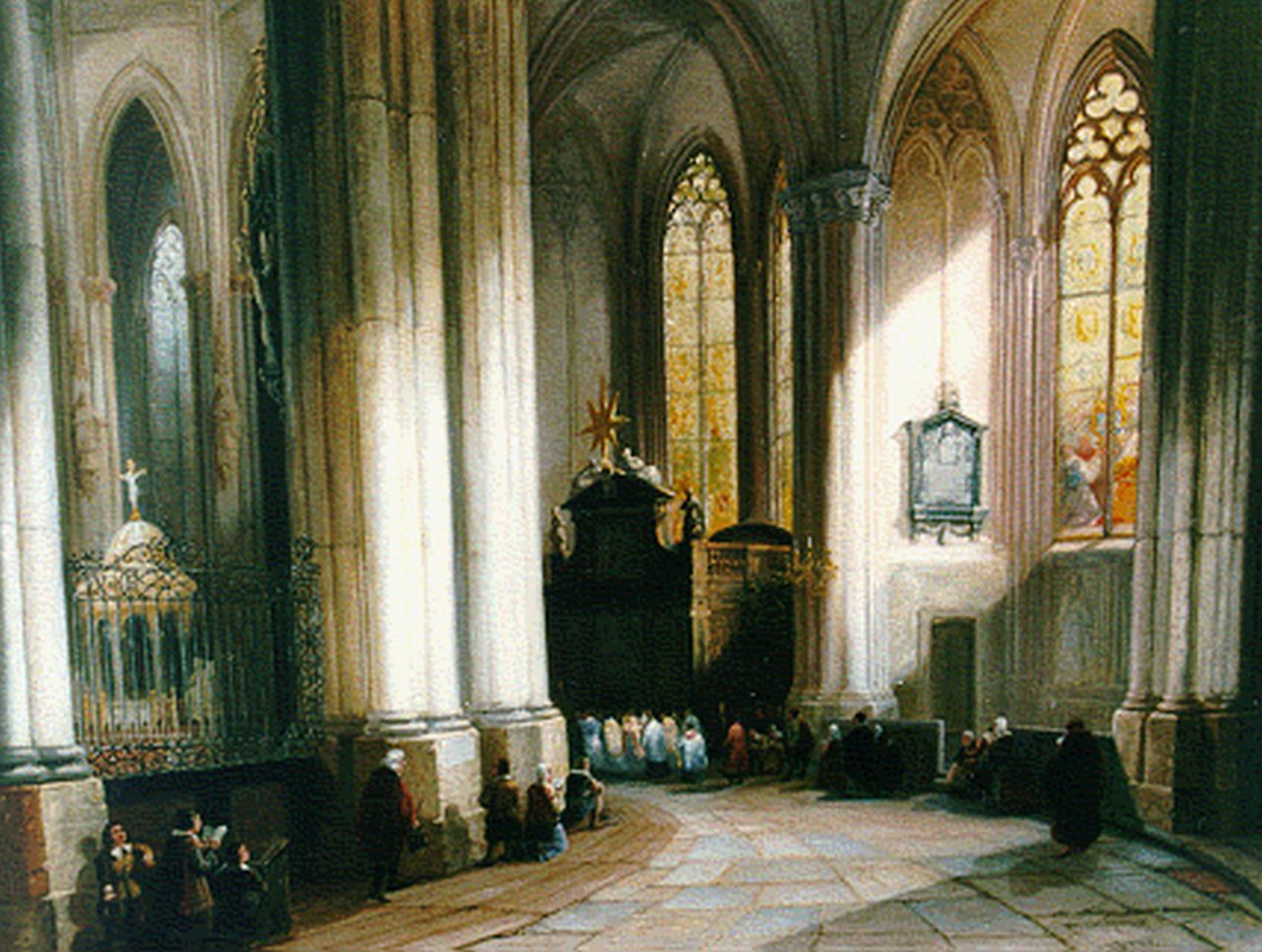 Tetar van Elven J.B.  | Jan 'Johannes' Baptist Tetar van Elven, Church interior, oil on panel 39.8 x 50.5 cm, signed l.r. with initials