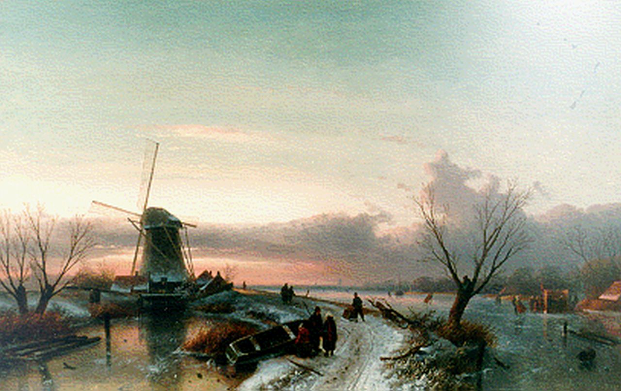 Leickert C.H.J.  | 'Charles' Henri Joseph Leickert, A winter landscape by sunset, oil on canvas 64.1 x 100.0 cm, signed l.r. and dated '69