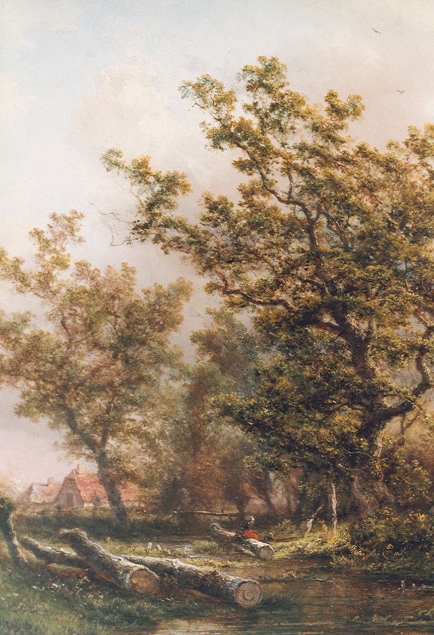 Kluyver P.L.F.  | 'Pieter' Lodewijk Francisco Kluyver, A forest creek, oil on panel 33.5 x 26.1 cm, signed l.l.