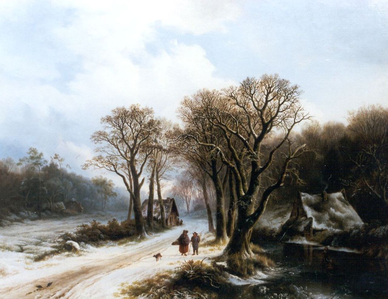 Bodeman W.  | Willem Bodeman, A winter landscape with travellers on a path, oil on canvas 77.1 x 98.0 cm, signed l.l. and dated 1837
