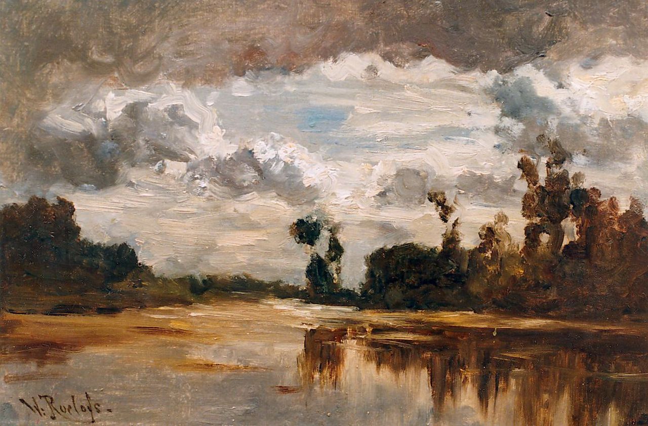 Roelofs W.  | Willem Roelofs, A polder landscape, oil on canvas 31.0 x 43.5 cm, signed l.l.