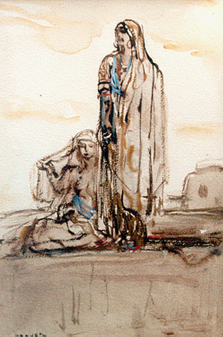 Bauer M.A.J.  | 'Marius' Alexander Jacques Bauer, Oriental women, watercolour on paper 25.0 x 18.0 cm, signed l.l.