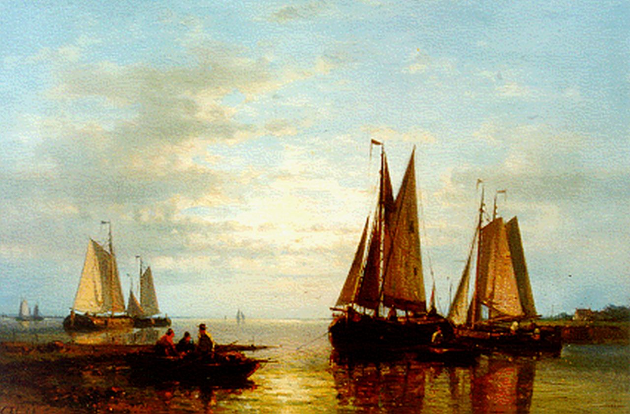 Hulk A.  | Abraham Hulk, Fishing boats in an estuary, oil on canvas 30.3 x 45.6 cm, signed l.l.