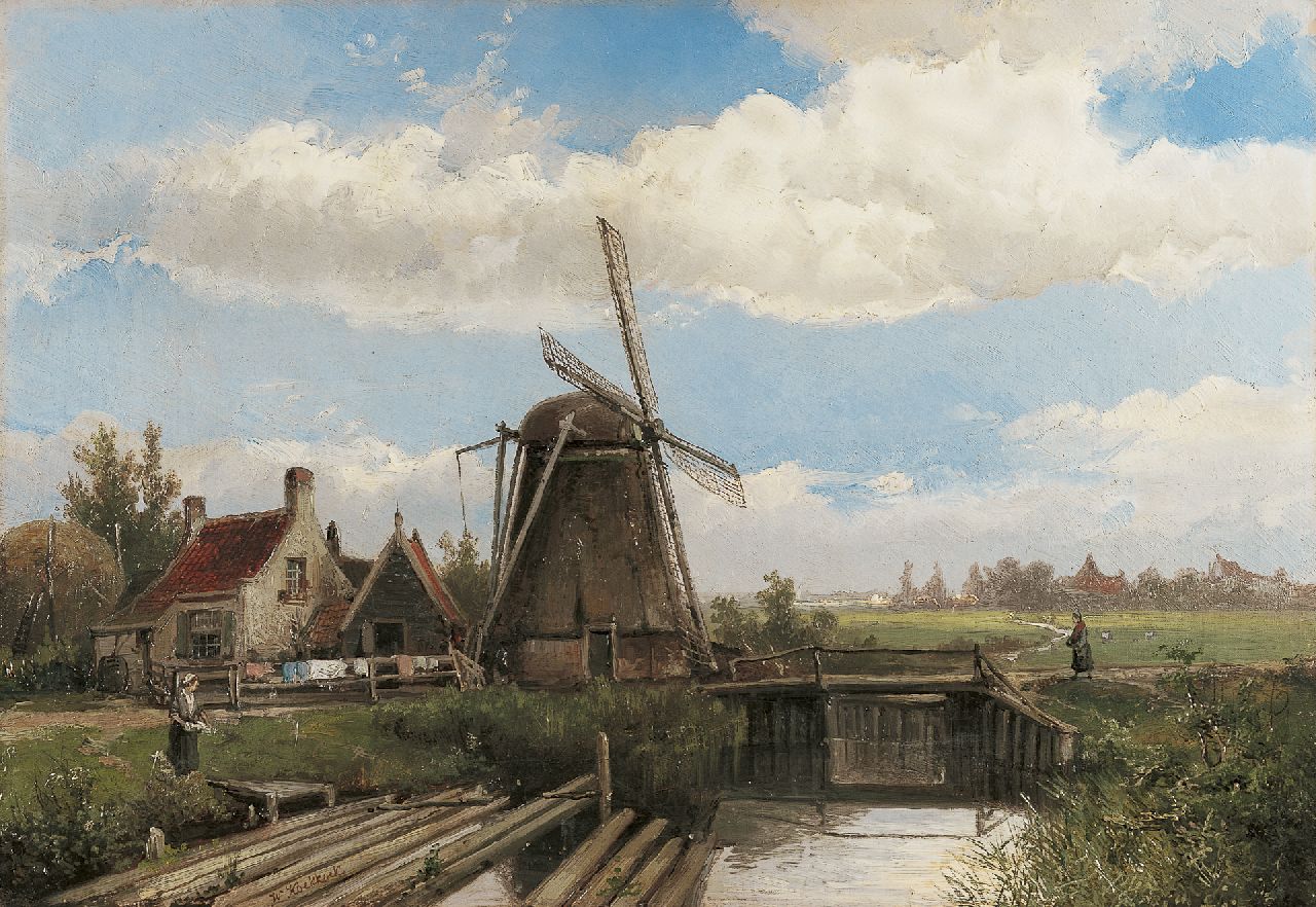 Koekkoek W.  | Willem Koekkoek, A polder landscape in summer, oil on canvas 40.2 x 58.0 cm, signed l.l.