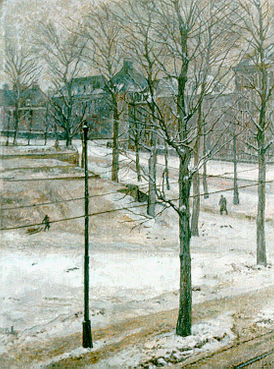 Feldmann C.A.  | Karel Albert 'Carl Albert' Feldmann, A winter landscape, Amsterdam, oil on canvas laid down on panel 35.0 x 26.1 cm, signed l.r. with monogram and dated 1947