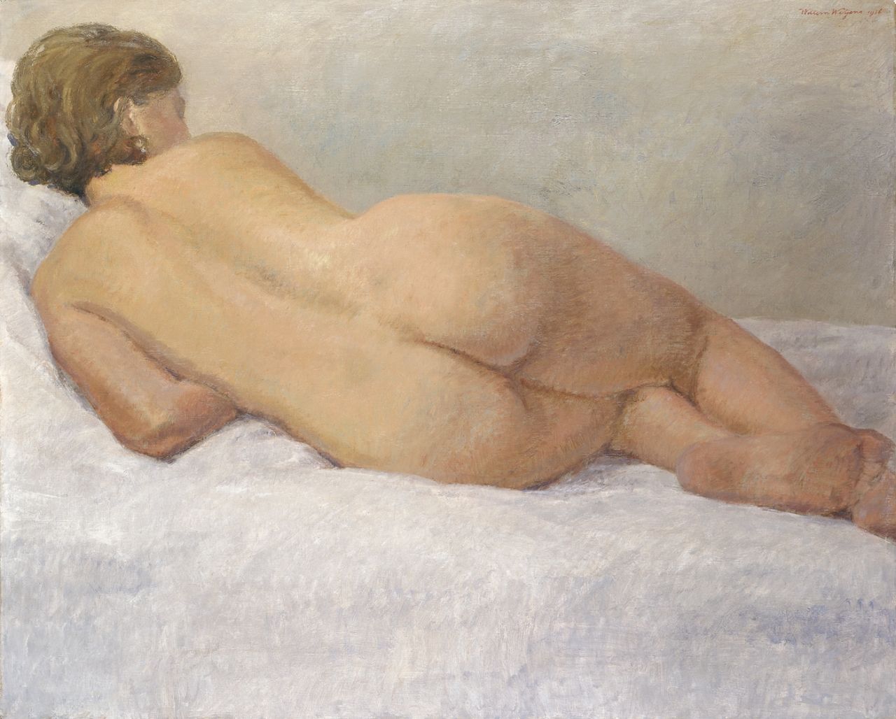 Witjens J.W.H.  | Jan 'Willem' Hendrik  Witjens, A reclining nude, oil on canvas 96.5 x 120.0 cm, signed u.r. and dated 1936