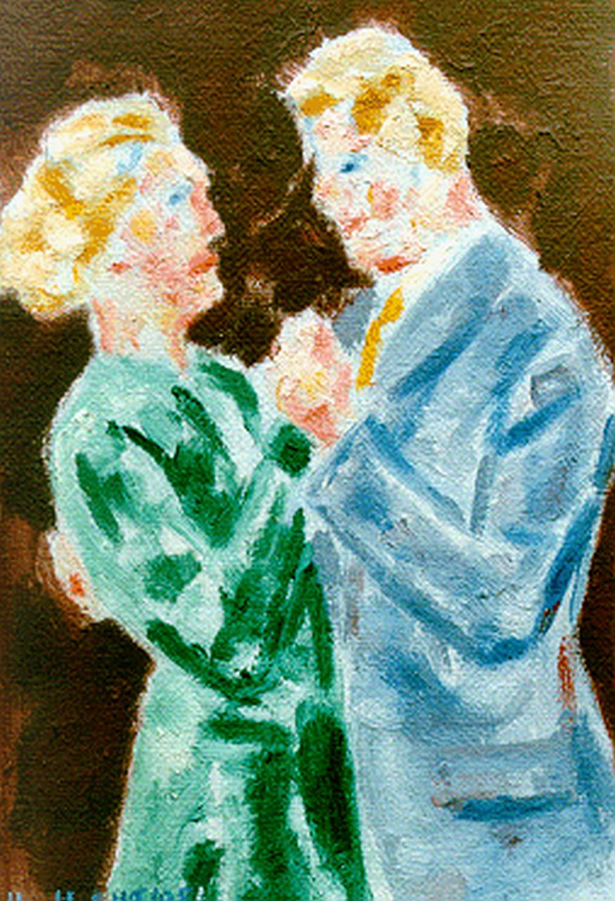 Hubert van Hille | The dance, oil on canvas laid down on painter's board, 17.4 x 12.0 cm, signed l.l. and dated Aug. 1956