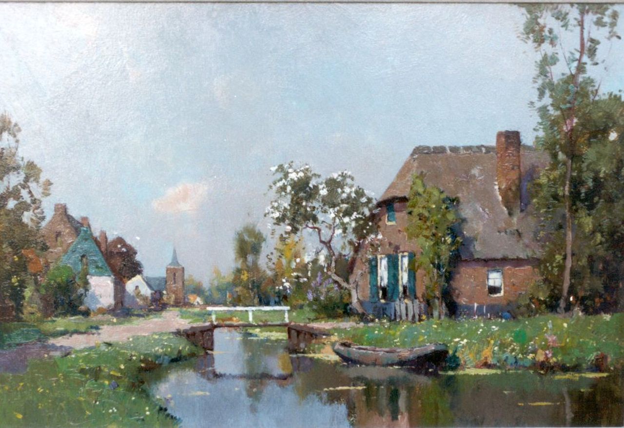Ligtelijn E.J.  | Evert Jan Ligtelijn, A view of Loenen aan de Vecht, 32.6 x 48.2 cm