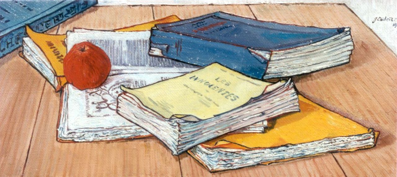 Lodeizen J.  | Johannes 'Jo' Lodeizen, Les Livres Francais, oil on canvas 22.0 x 46.0 cm, signed u.r. and dated 1918