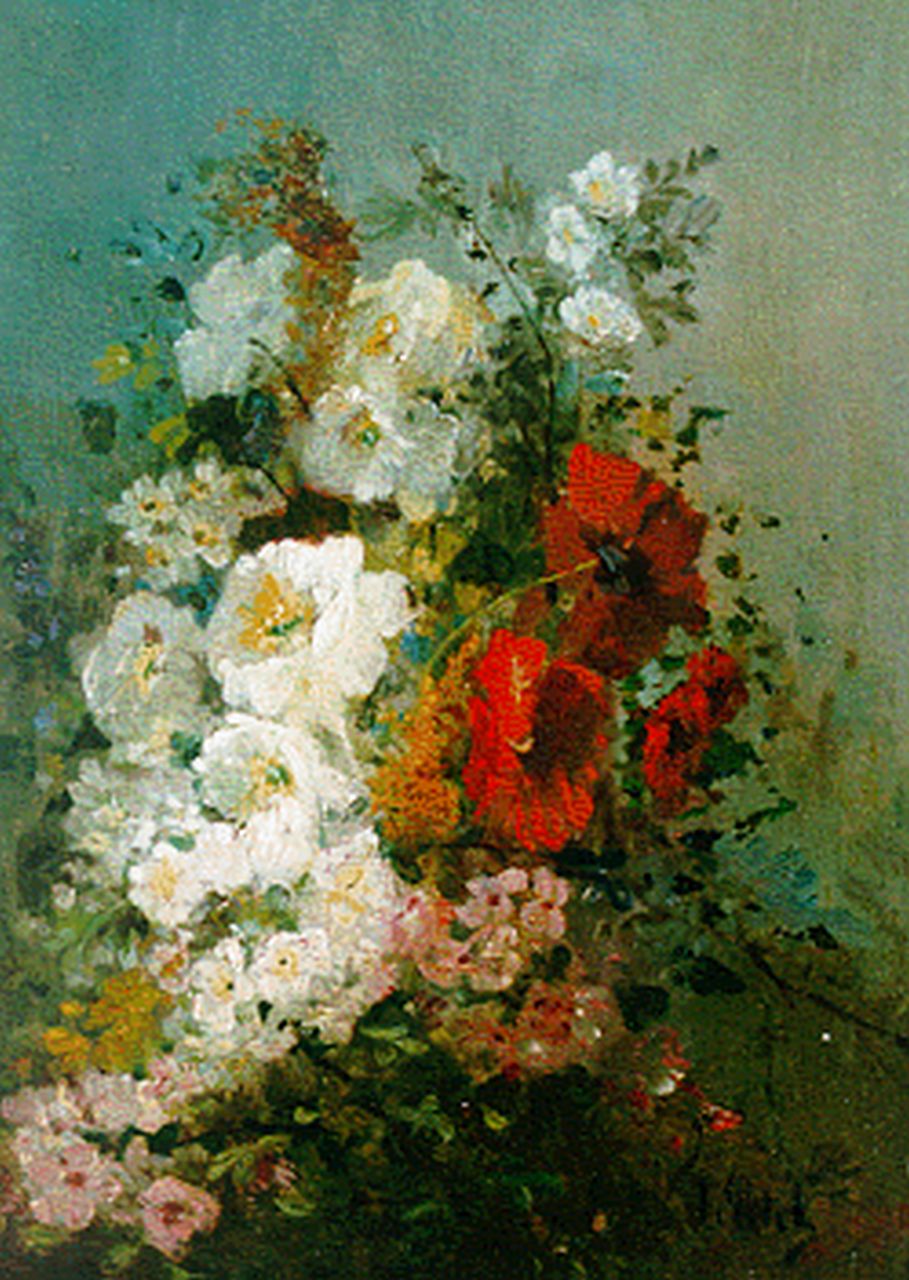 Petit E.  | Eugène Petit, A flower still life, oil on panel 32.7 x 23.8 cm, signed l.r.