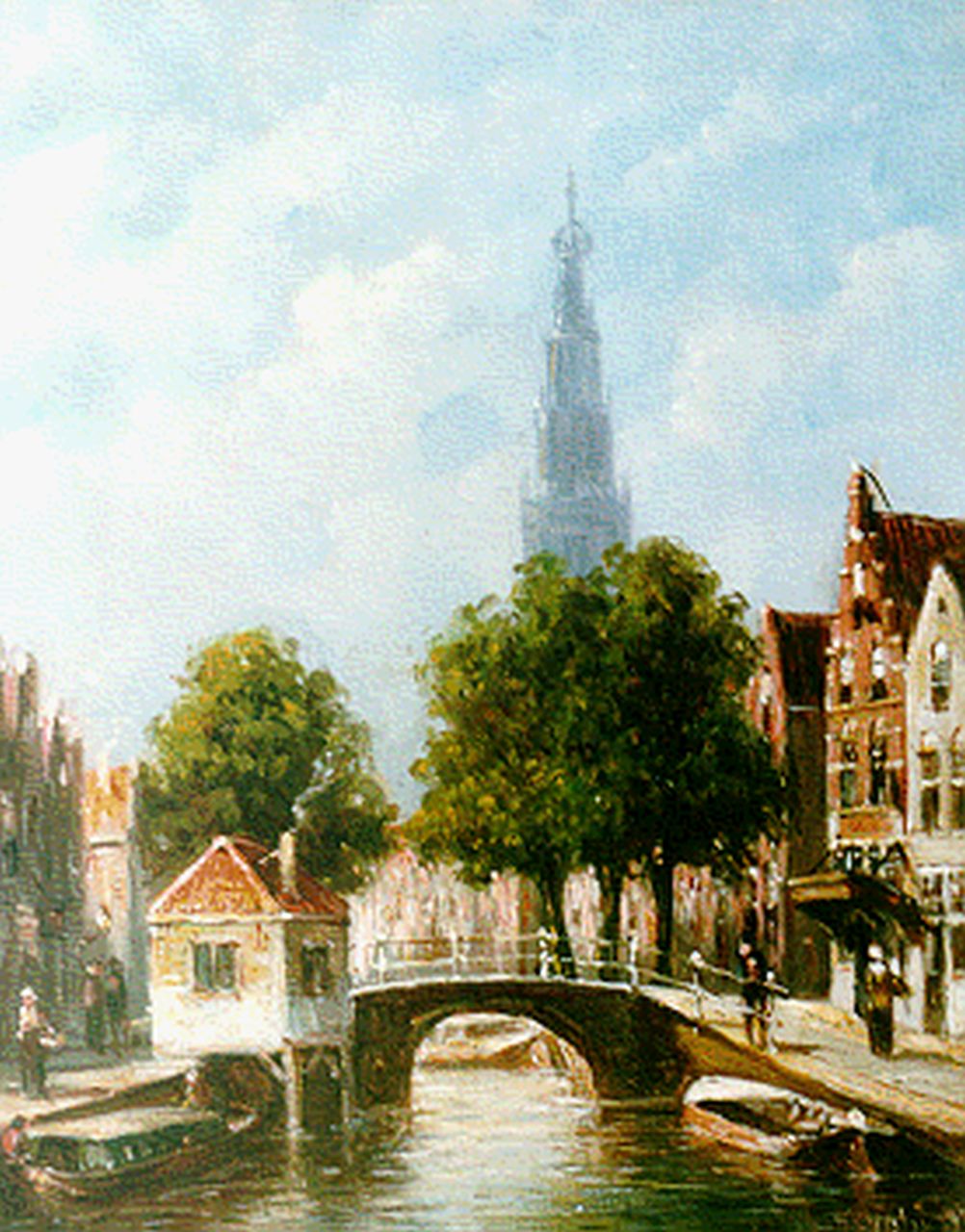 Vertin P.G.  | Petrus Gerardus Vertin, A view of Haarlem with the Bakenessekerk beyond, oil on panel 21.2 x 17.7 cm, signed l.r. and dated '92